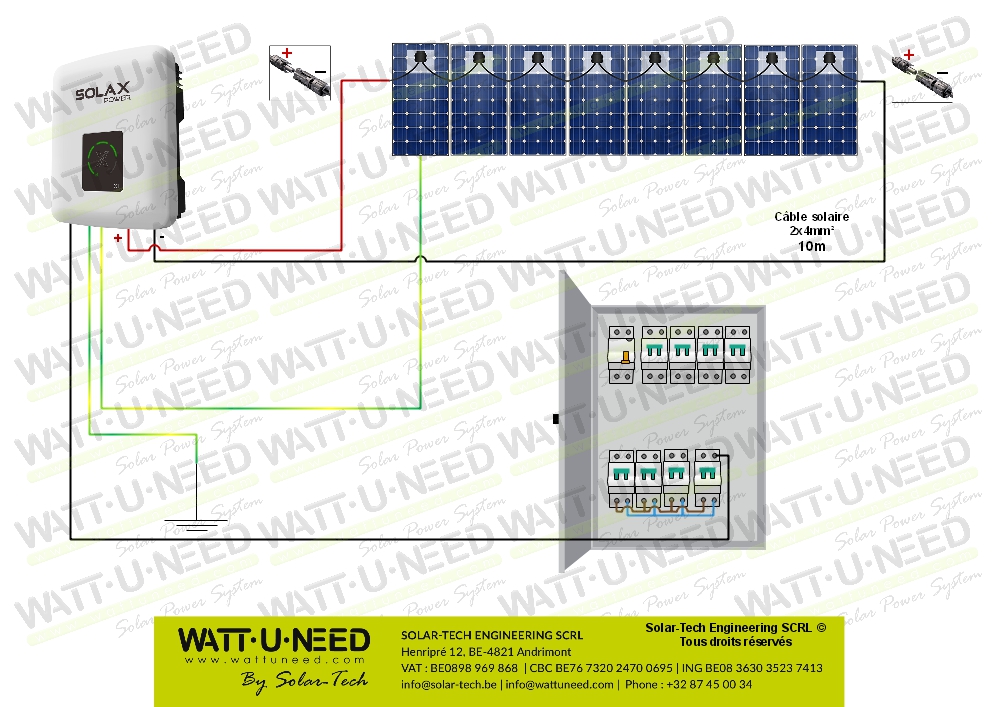 Kit 8 panneaux autoconsommation / réinjection 3000W sans stockage